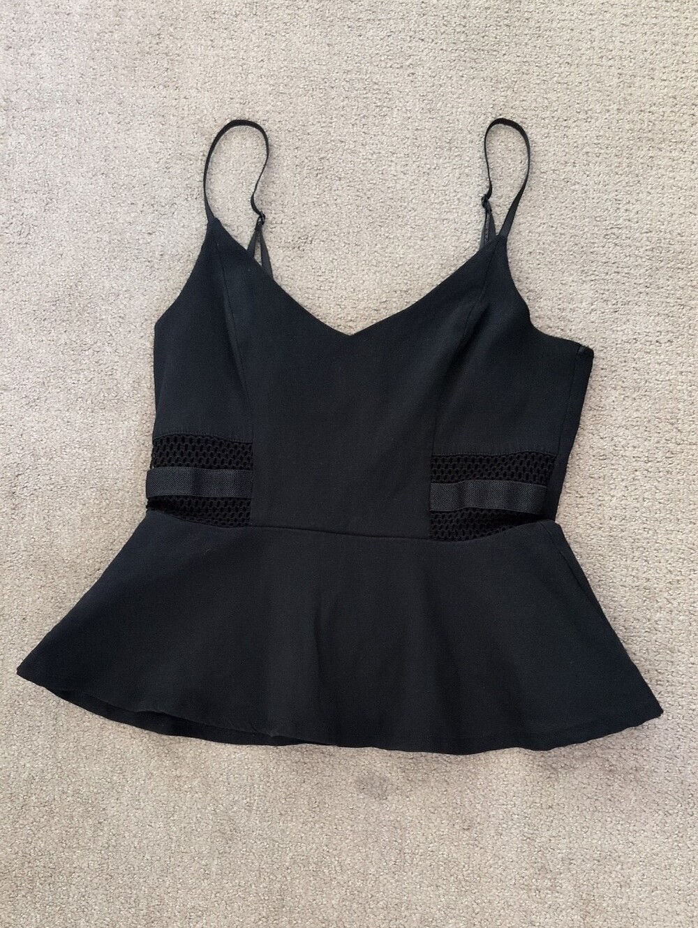 Charlotte Russe Sleevless Black Cutout Peplum Top